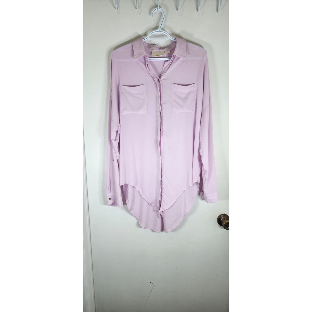 Maeve by Anthropologie Lavender High Low Button Down Blouse Purple‎ Small